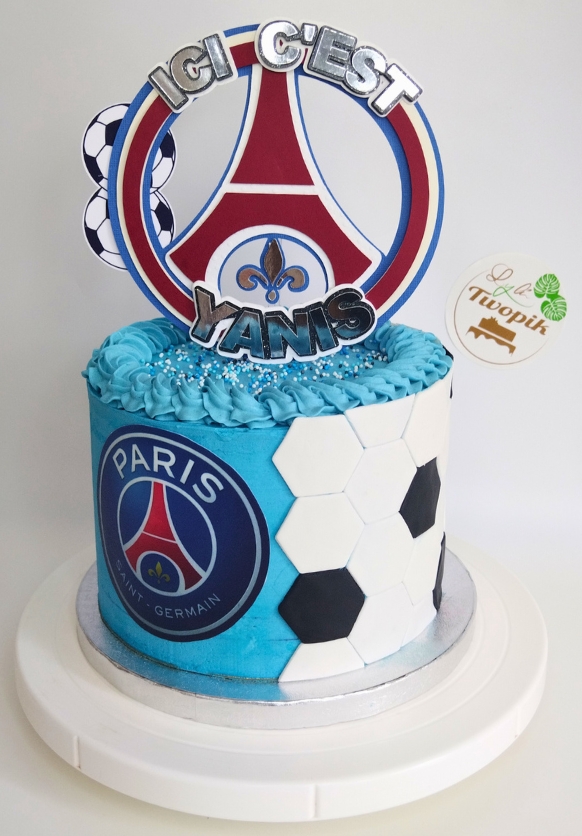 gâteau PSG footbal Kylian Mbappé Paris Saint Germain Bleu Blanc Cake Design Lyli Twopik Yvelines